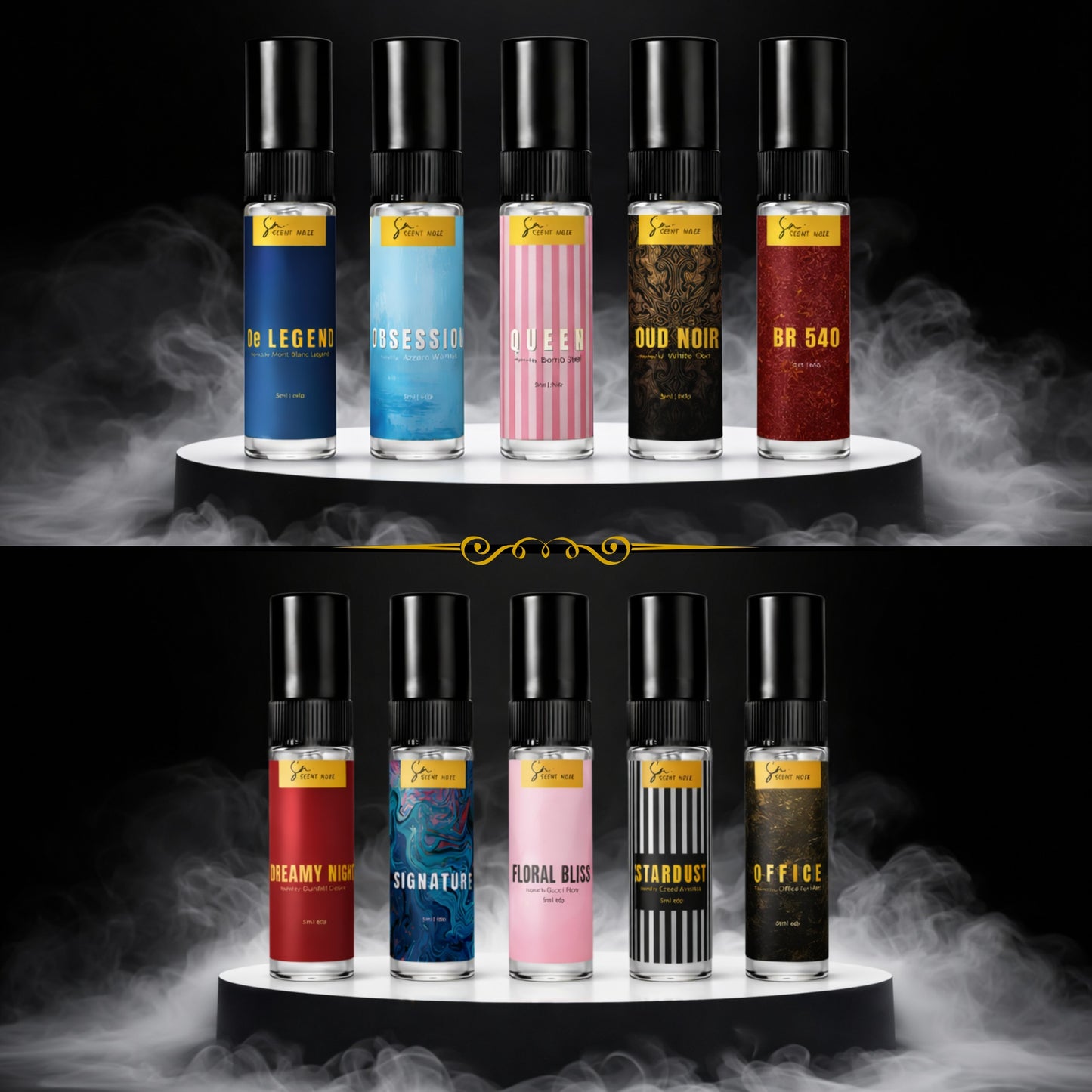 Scent Noir Extrait Perfume Tester Set (10×5ml) – Men, Women & Unisex